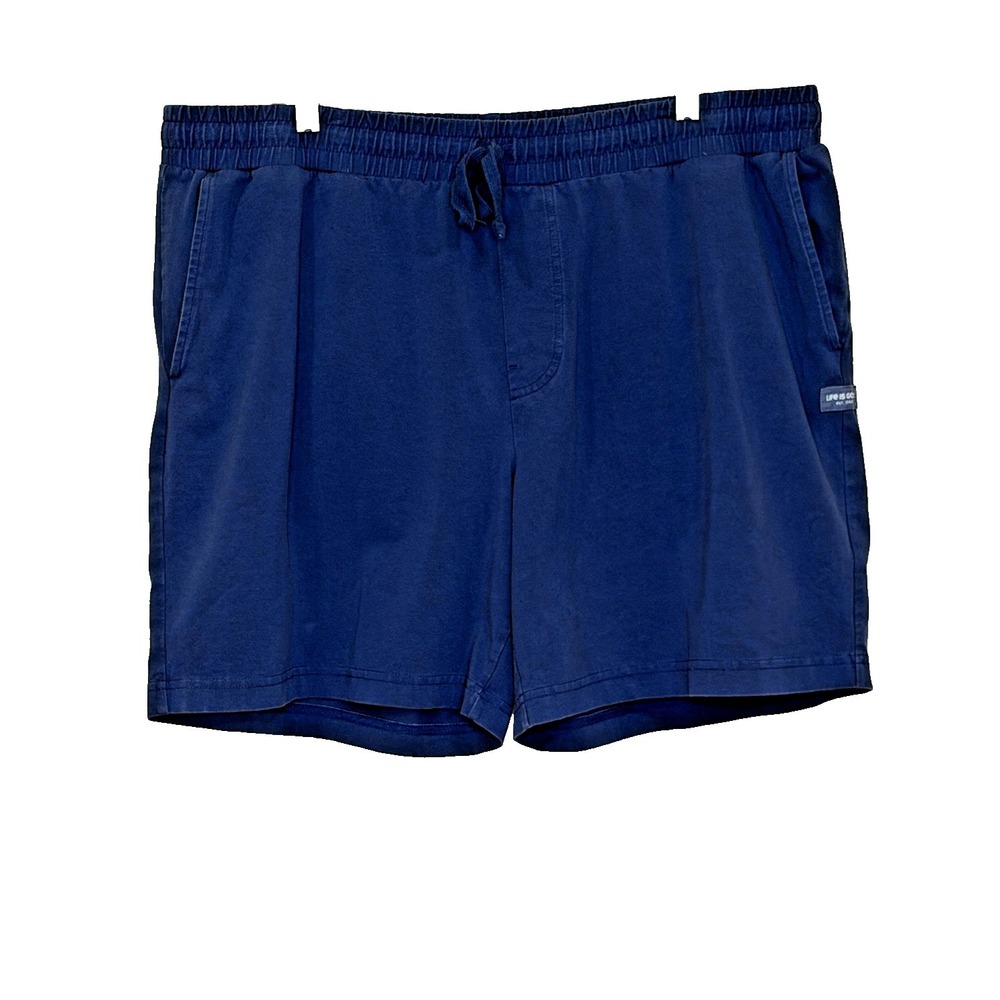 Life Is Good Crusher-Flex Shorts Mens Size XL Blue Cotton Spandex Blend Pockets